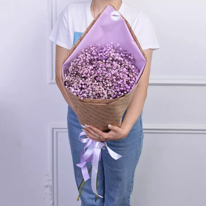 Букет из 5 фиолетовых гипсофил