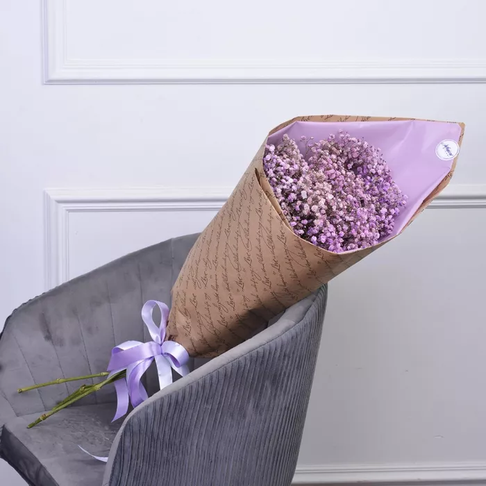 Букет из 5 фиолетовых гипсофил