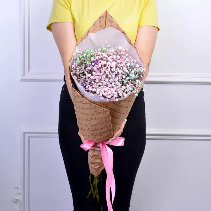 Букет из 5 разноцветных гипсофил