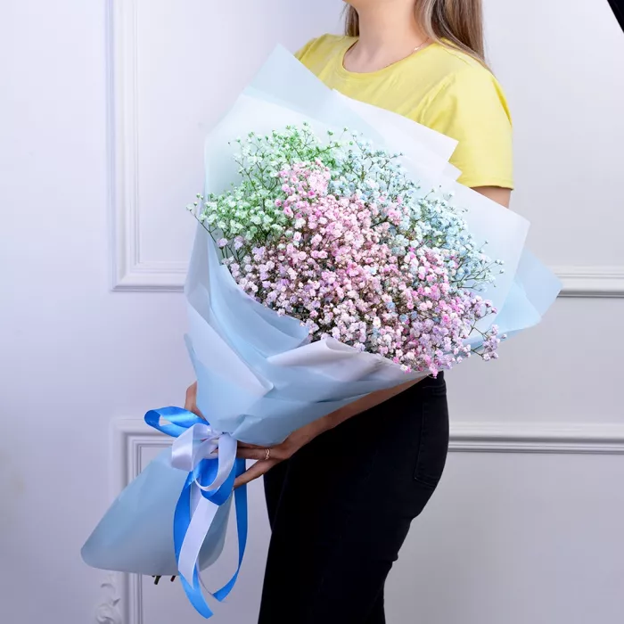 Букет из 9 разноцветных гипсофил