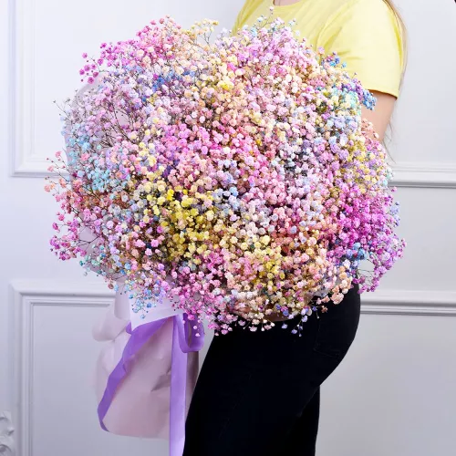Букет цветов из 25 разноцветных гипсофил