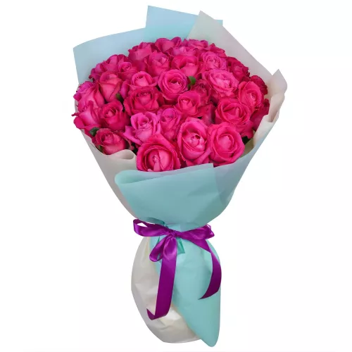 Букет из 35 малиновых  роз 50 см Букет из 35 малиновых  роз 50 см