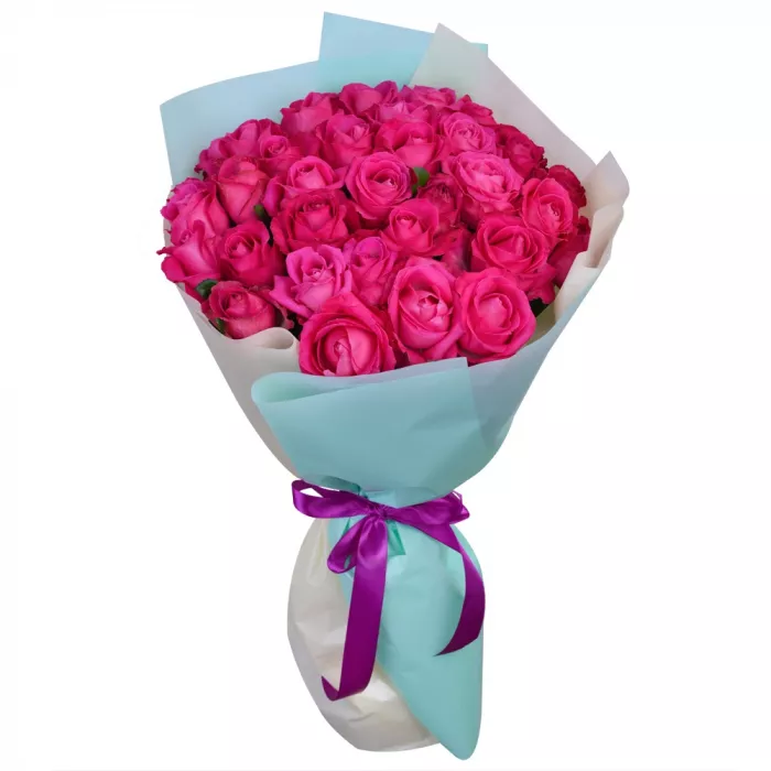 Букет из 35 малиновых  роз 50 см Букет из 35 малиновых  роз 50 см