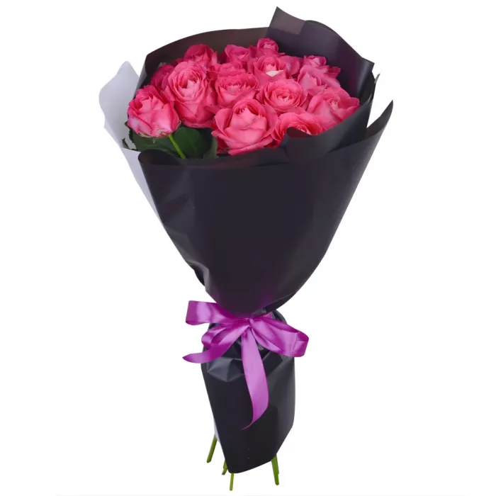 Букет из 15 малиновых роз 60 см