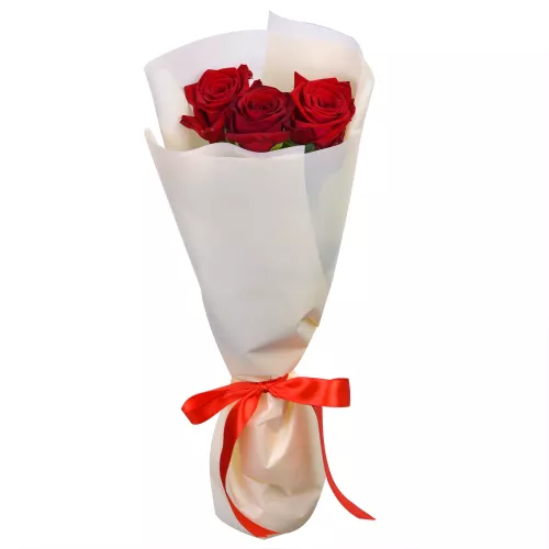 Букет из 3 красных роз 60 см Букет из 3 красных роз 60 см