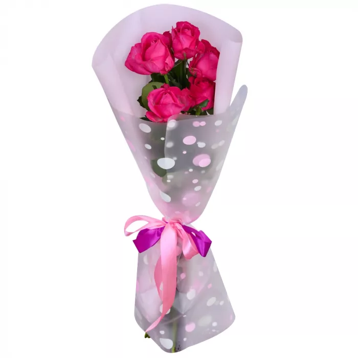 Букет из 5 малиновых роз 60 см