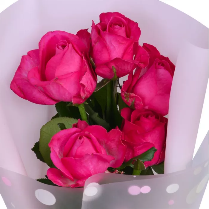 Букет из 5 малиновых роз 60 см