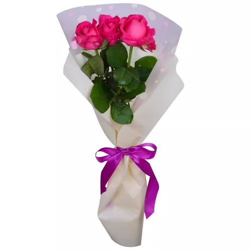 Букет из 3 малиновых роз 40 см Букет из 3 малиновых роз 40 см