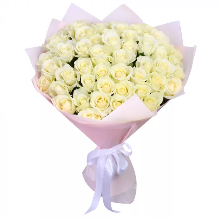 Букет из 51 белой розы 50 см