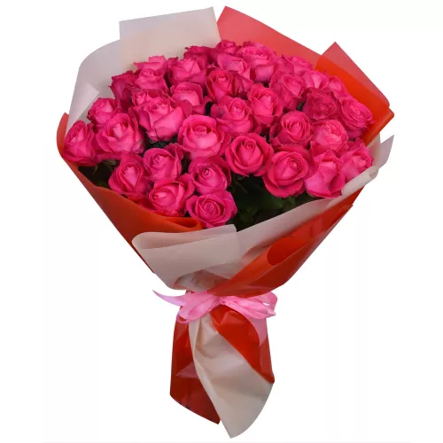 35 малиновых роз Premium 60 см