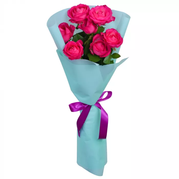 Букет из 7 малиновых роз 50 см