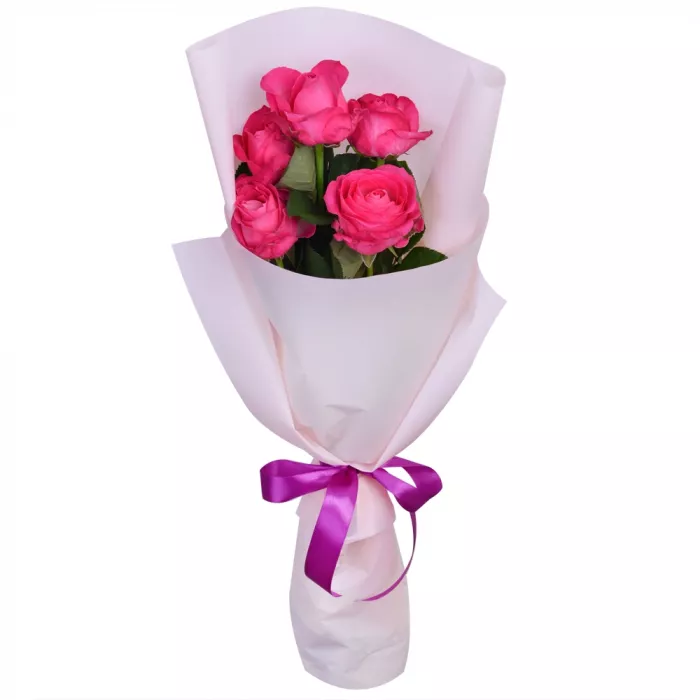 Букет из 5 малиновых роз premium 50 см