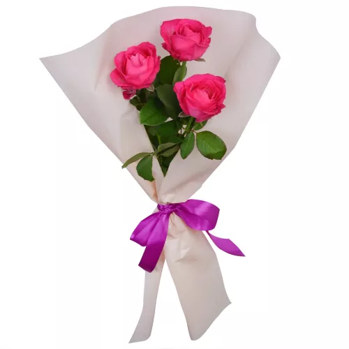 Букет из 3 малиновых розы 50 см Букет из 3 малиновых розы 50 см