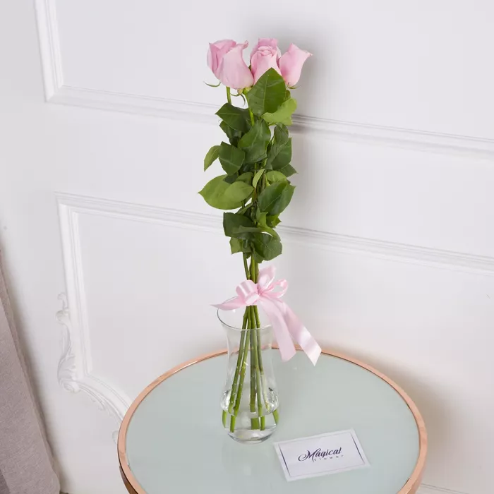 Букет из 5 розовых роз Эквадор 70 см