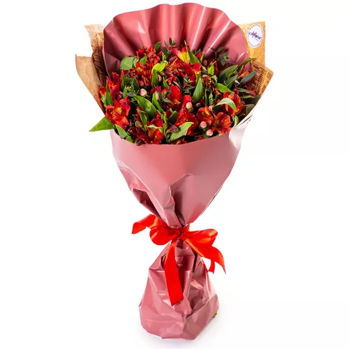 Букет из альстромерий и эвкалипта