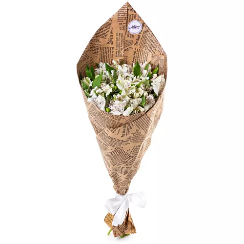 Букет из 15 белых альстромерий