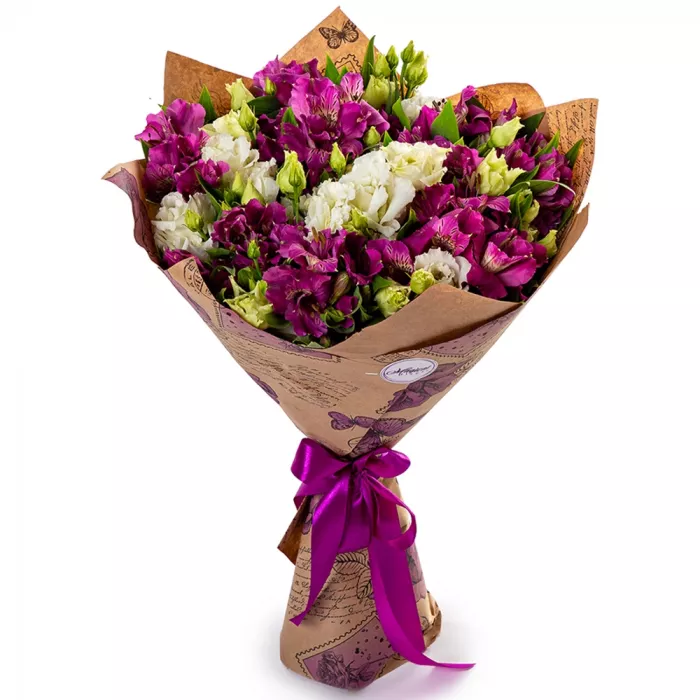 Букет из эустомы с альстромерией