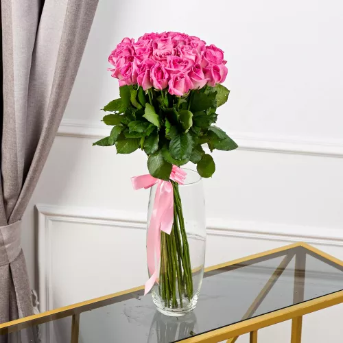 Монобукет из 35 розовых роз 60 см