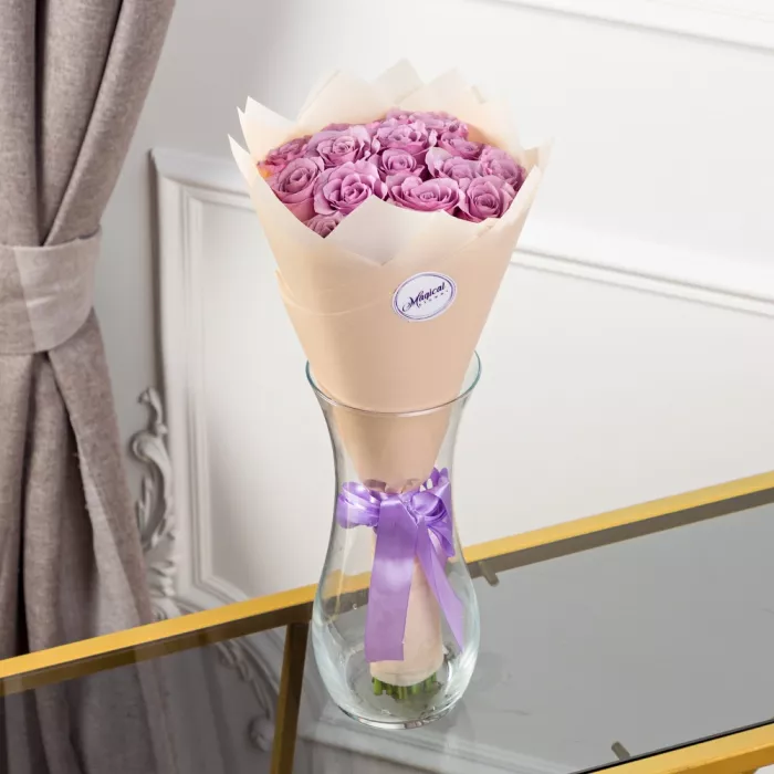Букет из 15 сиреневых роз