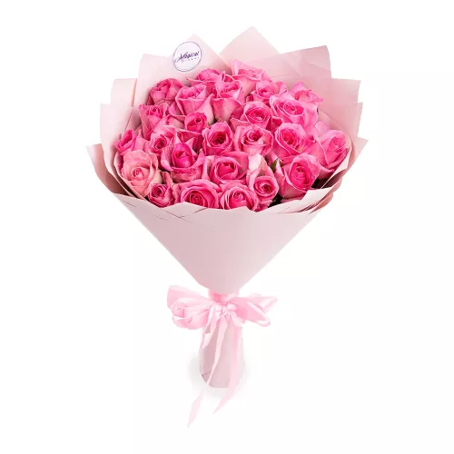 Букет из 25 розовых роз 50 см