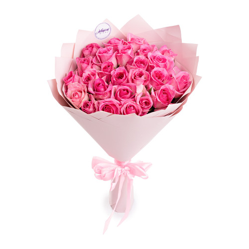 Монобукет из 25 розовых роз 50 см