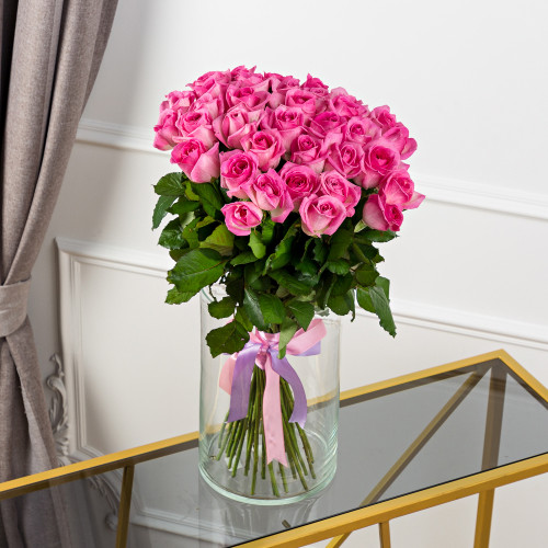 Букет из 25 розовых роз 60 см