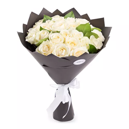 25 белых роз 50 см