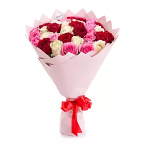 35 разноцветных роз 50 см "Ягодный микс"