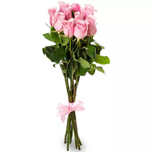 Монобукет из 11 розовых роз Эквадор 70 см