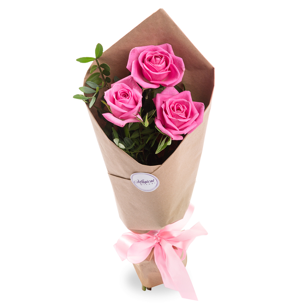 Купить 3 розы в москве букеты из сухоцветов с лавандой